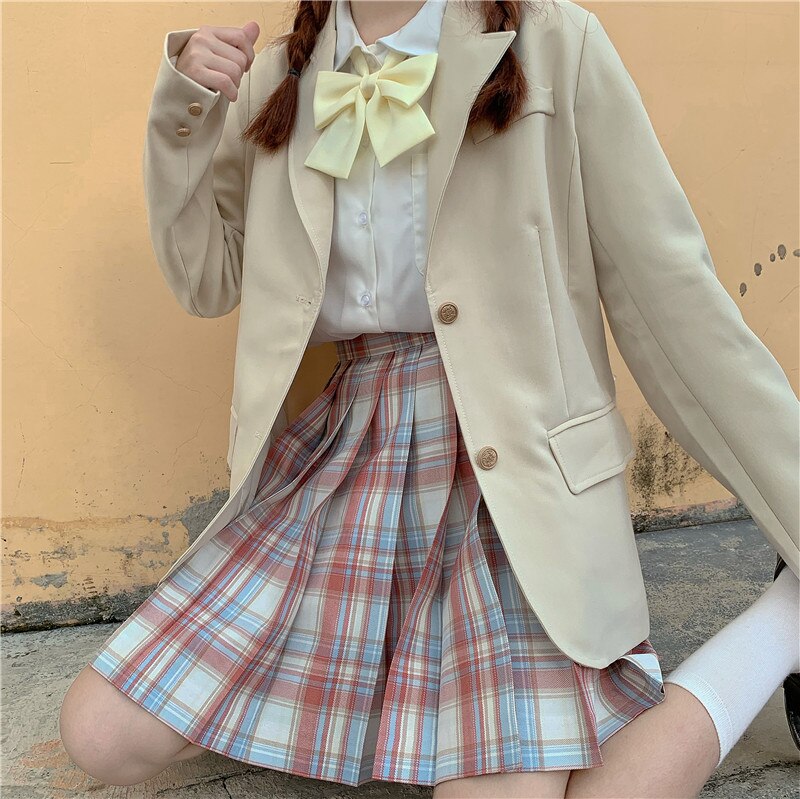 Women Autumn Winter JK Blazer Suit Japanese Preppy Style Sweet School Uniform Jacket Coat Top Outwear Clothes