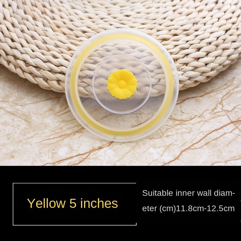 Reusable Food Packaging Cover Silicon Food Fresh-Keep Sealing Cap Vacuum Stretch Silicone Lids Kitchen Silicone Cover: Yellow 5 inches
