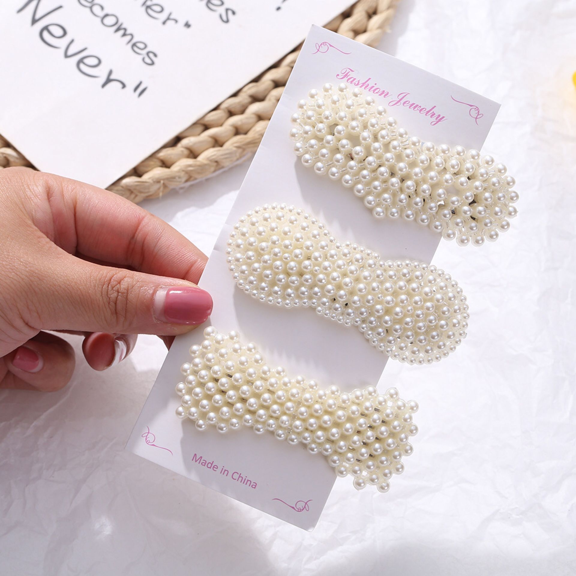 Clip de perla para el cabello para mujer, pasador de pelo con forma de corazón, horquilla de ajuste, , Accesorios para peinados,