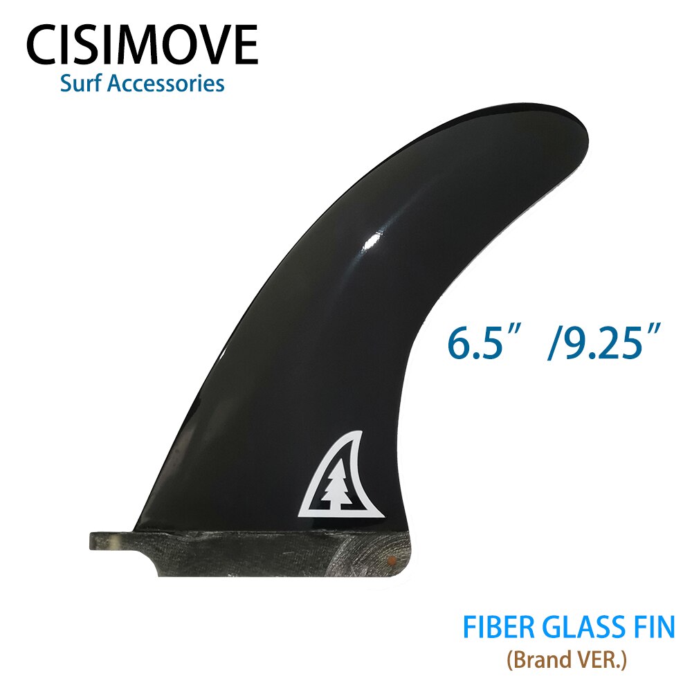 CISIMOVE, fibra negra, cola central de vidrio, aleta única para tabla larga Surf SUP: 6.5 inch glossy