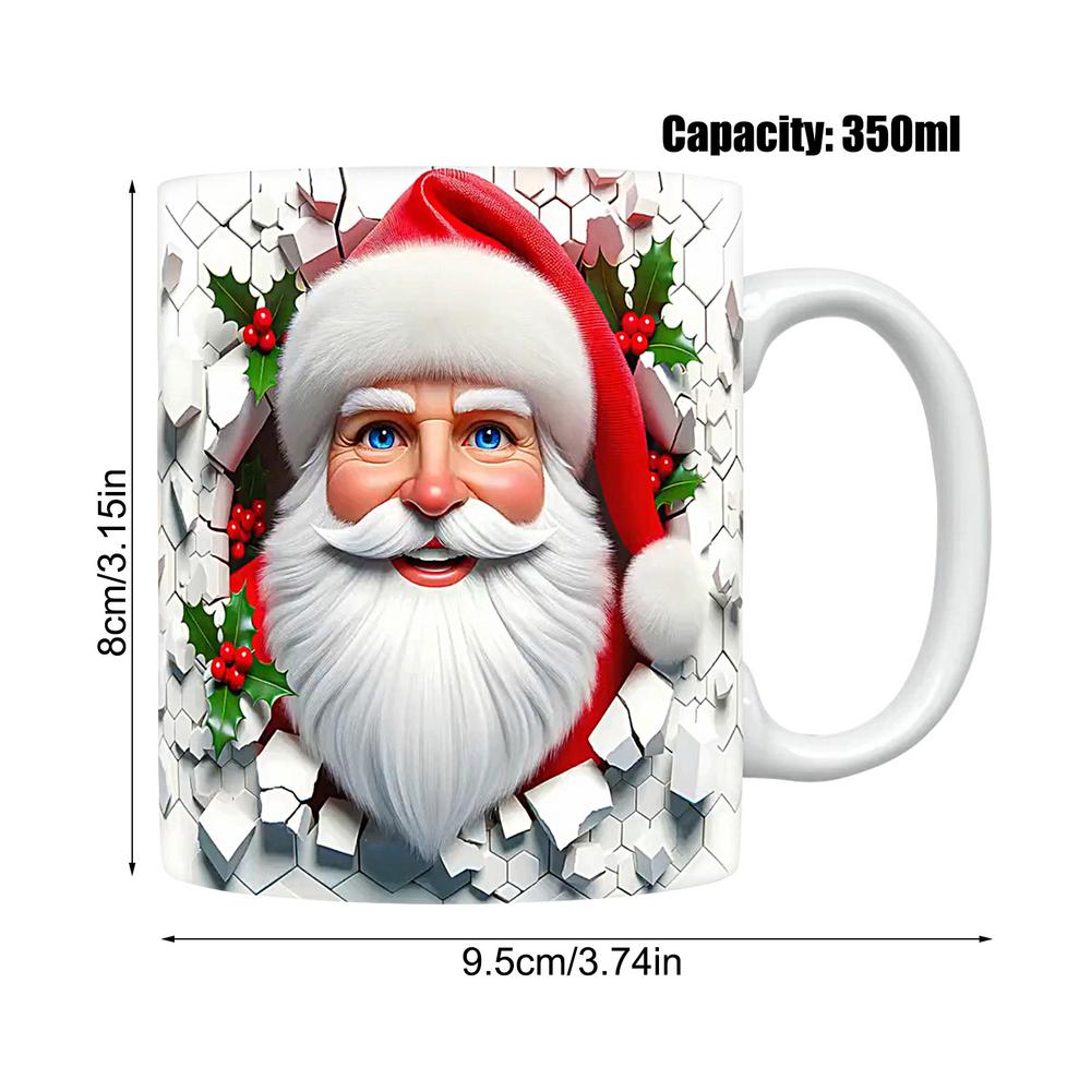 Christmas Santa Claus Ceramic Mug,3D Coffee Mugs, Vintage Water Cups, Tea Milk Mug, Christmas for Kids a: Blue