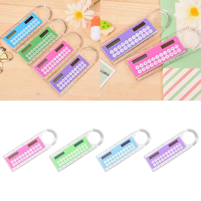1piece 10cm Ruler Mini Calculator Multi-function Thin Office Ruler School Colors Stationery High Random Student Fou J4S0