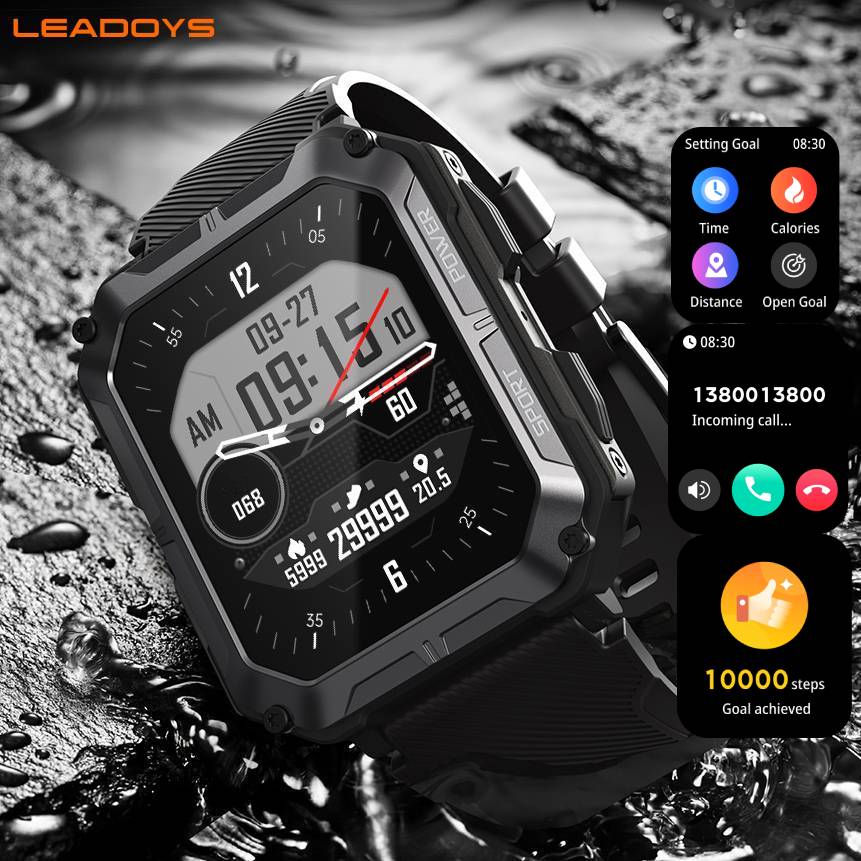 Leadoys c20pro Smartwatch 1.83 ''écran tactile complet BT appel extérieur Fitness Tracker montre intelligente avec IP68 étanche