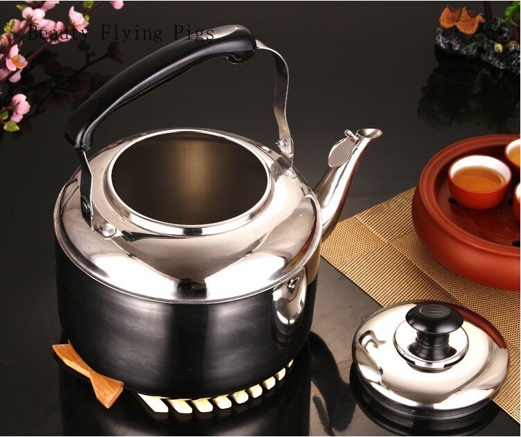 4/5/6L non-magnétique épais en acier inoxydable bouilloire maison en plein air pique-nique théière bouilloire feu ouvert universel chauffage pot