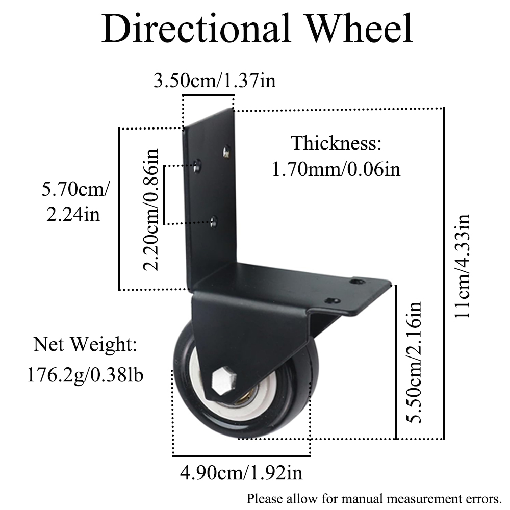 L-Shaped Bracket Caster Rolling Wheel 2'' Furniture Swivel Caster Wheel for Trolley Kitchen Cabinet Directional/Universal Pulley
