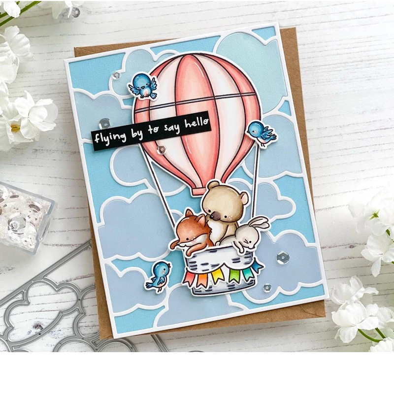 Ours éléphant montgolfière, matrices de découpe en métal et timbres, pochoir pour bricolage, Scrapbooking, Album Photo, gaufrage, carte de décor en papier