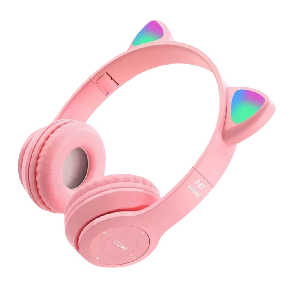 Gaming-headset Cat Ear Bluetooth-compatibele helmen Stereo Bass Over-Ear-headsets Leuke sporthoofdtelefoon voor kinderen en volwassenen