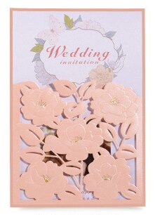 Wedding Invitations Cards Pearly Paper 130*190mm Amazing Pocket & Insert Card: pink