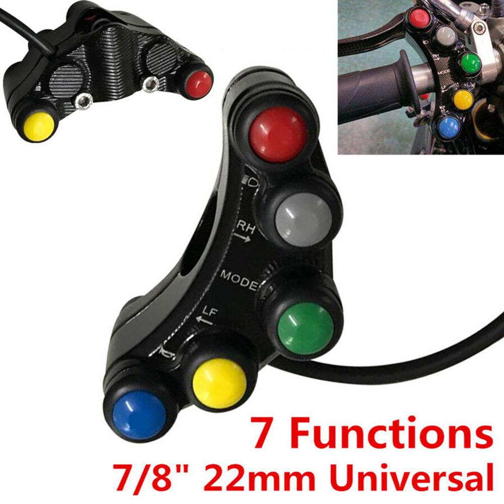 7/8 " universal motorcykel cykelstyr greb horn blinklys kontakt kontrol abs 7- knap 22 mm atv'er scootere motorcykel kontakt