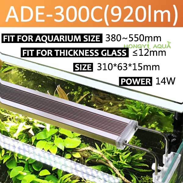 220v ADE Serie Aquarium LED Beleuchtung 12-24W LED Overhead Fisch Tank Wasserpflanze SMD LED Wachsen licht 6500-7500K: ADE 300C 14W
