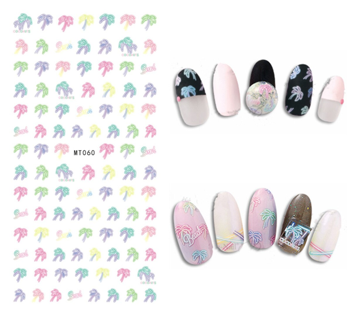 1pcs Nail Art Stickers Flamingo Coconut Tree Adhesive Nail Art Decorations Summer Beach Series Nail Stickers: MP321T60