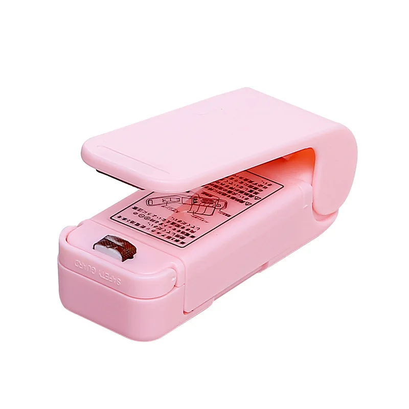Mini värmepåseförslutningsmaskin hushållsmanuell värmeförslutare kökstillbehör bärbar termisk plastförpackningsmaskin påsförslutning: Rosa