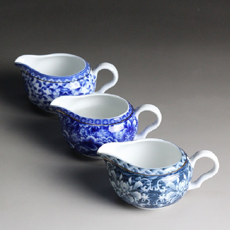 Kinesisk tekande tekande tekande jingdezhen blå og hvid porcelæns tekop keramisk skummer mælkekop kaffe lattekande