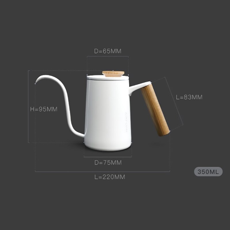 600ml Stainless Steel Gooseneck Drip Coffee Kettle Wood Handle Barista Coffee Pot Long Spout Kettle Stovetop Pour Over Teapot