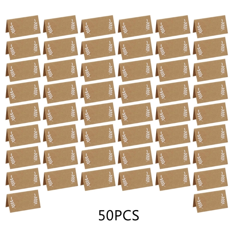 Naamkaartjes voor een bruiloft, , 50 stuks, bruine naamkaartjes van kraftpapier voor tafelschikking, geschikt voor bruiloften, verjaardagen en diners.