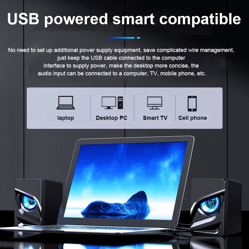 Colorful LED Light USB Wired Computer Speakers Bass Stereo Subwoofer Speaker For Phones Laptop PC Home Theater Speakers