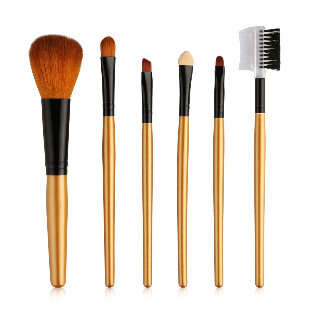 S'AGAPO 6 uds champán de sombra de ojos maquillaje cepillos delineador de ojos cejas Fundación Blush corrector maquillaje cepillo herramientas