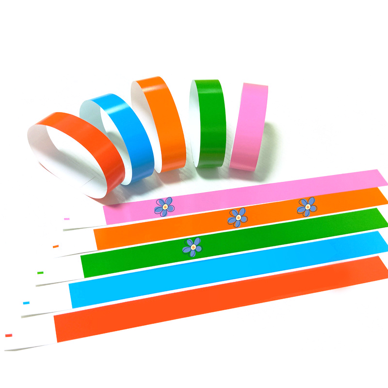 100pcs Party Paper Bracelet Synthetic Paper Wristbands Sticky Wristband Painting Pattern Logo Paper Party Wristbands