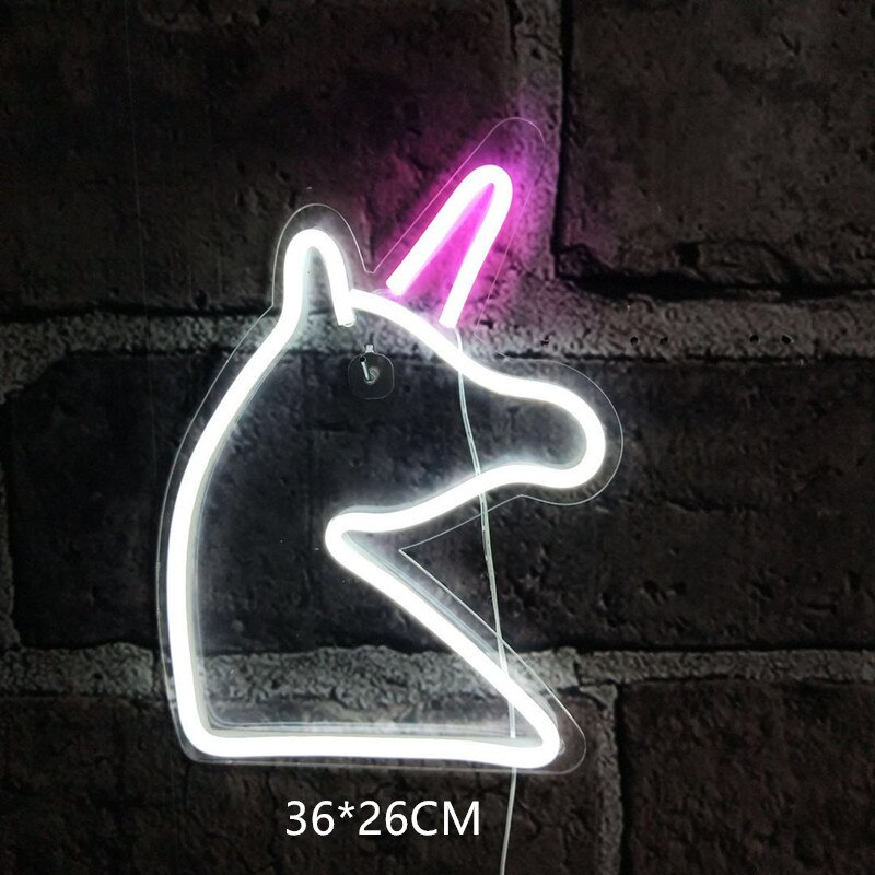 Unicorn Shaped LED Neon Wall Signs for Christmas Party Children's Room Decor Neon Lights Bar Art Wall Decorations Neon Yellow: Unicorn 2