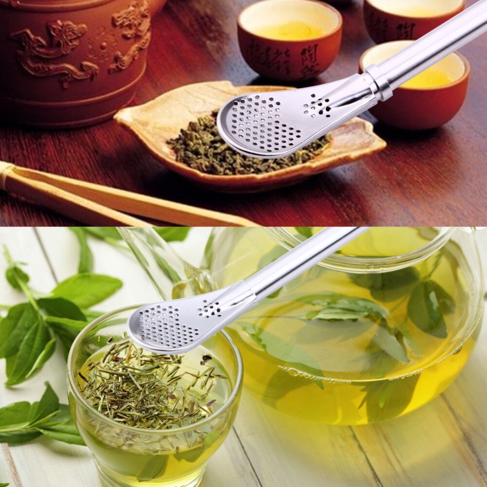 Lepel Thee Filter Yerba Mate Thee Rietjes Rvs Rietje Bombilla Kalebas Herbruikbare Thee Gereedschap Wasbare Bar Accessoires