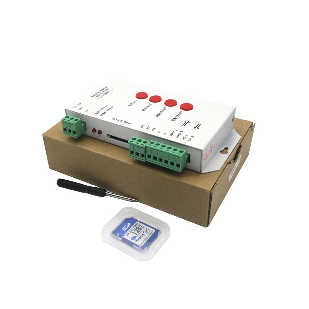 100 st  dc5v ws2811 pixlar digitala adresserbara led strängljus 12mm med spi  t1000s led pixel controller sd-kort rgb controller