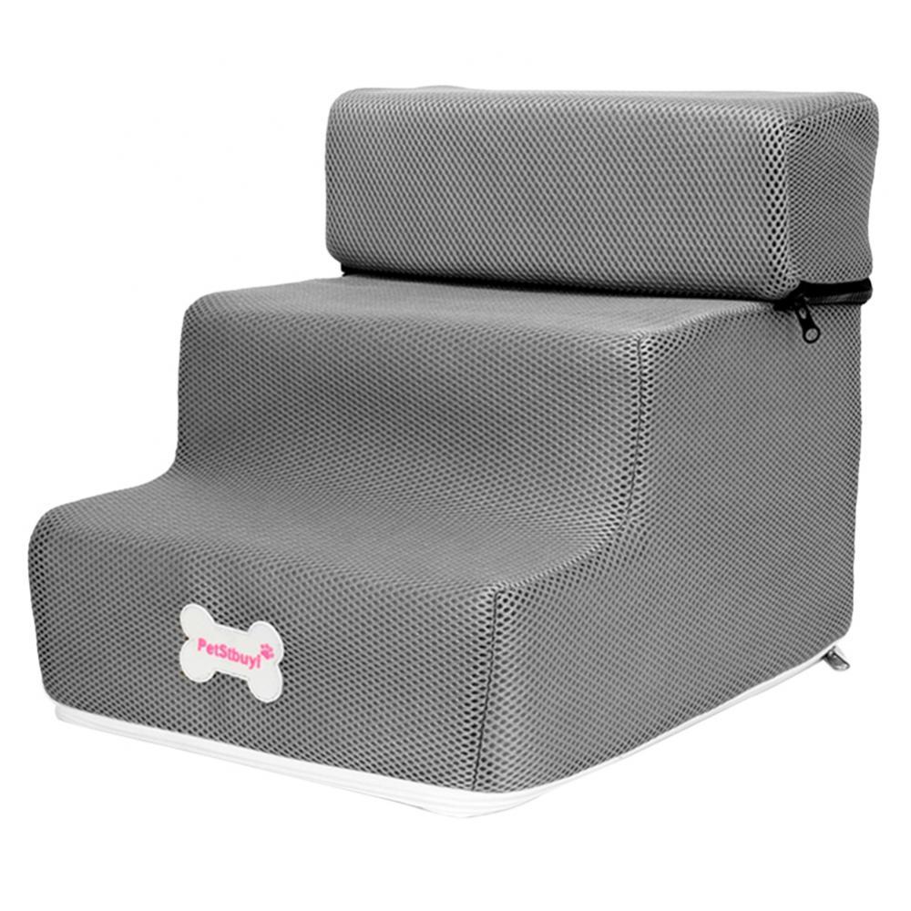 Non-slip Detachable 3 Step Small Dog Cats Pet 3 Steps Removable Ramp Climbing Bed Ladder Free To Match The Ladder Dog stairs Pet: Grey