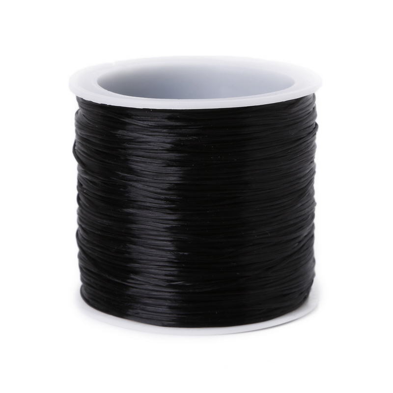 1 rollo/60 M 0,7mm hilo elástico línea de cristal redonda cable elástico de goma de Nylon para hacer joyas pulsera de cuentas 14 colores: Black