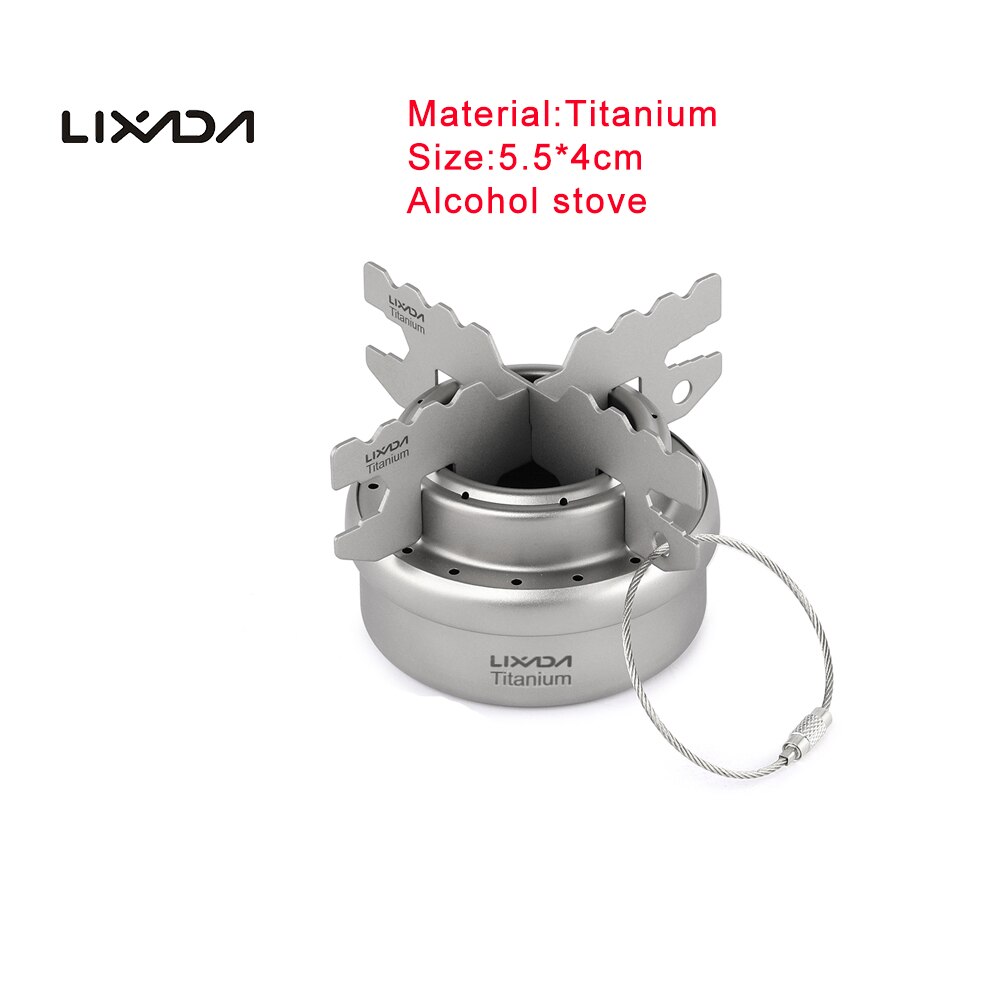Lixada Portable Titanium Lightweight Folding Wood Stove Pocket Stove Outdoor Cooking Backpacking Camping Stove set accessories: Alcohol Stove