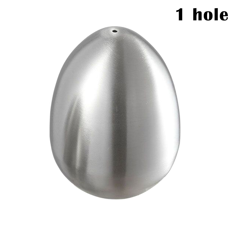 1 Pcs Durable Stainless Steel Egg-Shaped Salt Pepper Shaker Table Server Kitchen Tool J2Y: 1 hole