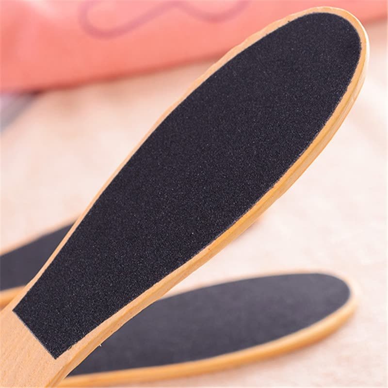 1 stk dobbeltsidet træhåndtag oval form fod bærbar sandpapir fodfil hård hud hård grovfjerner