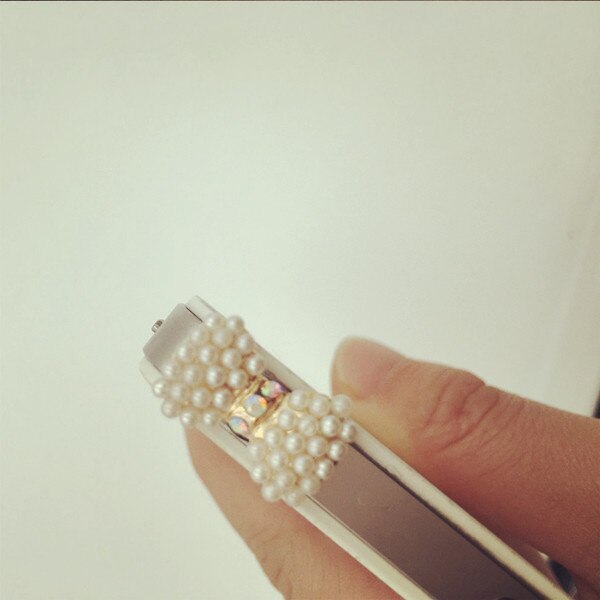 Elegance Style Small Pearl With Diamond Bow Mobile Phone Ear Cap Dust Plug For Iphone Samsung 3.5mmDustPlug