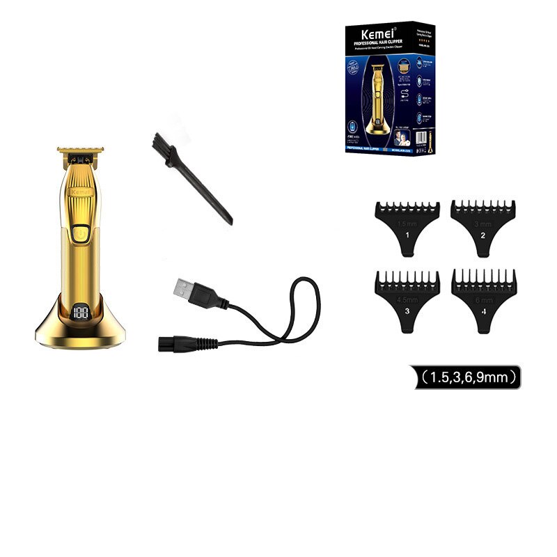 Kemei barbershop haartrimmer set 0mm trimmer elektrisch scheerapparaat finish machine set snoerloos/met snoer li-ion clip: Km -i32s- met doos / Eu-stekker