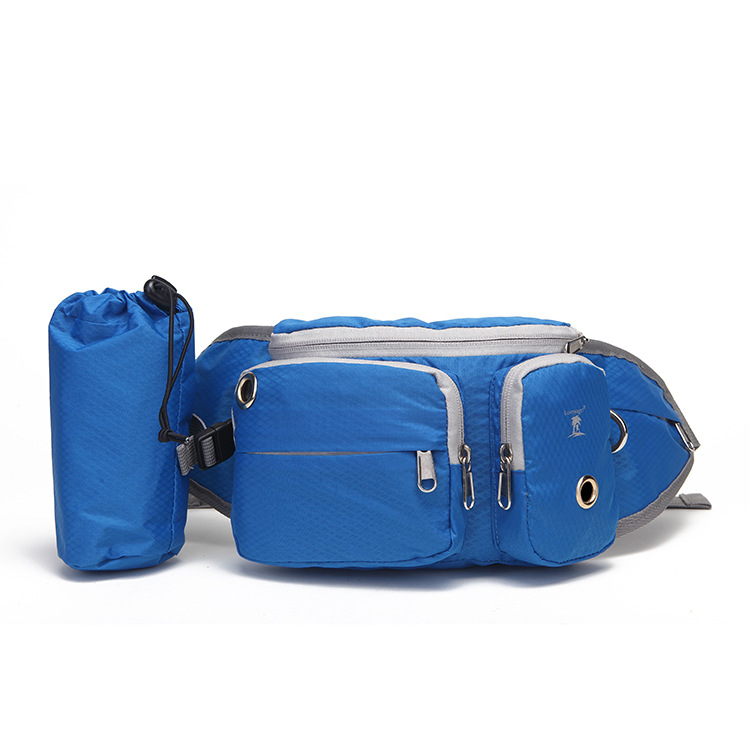 Multifunktionel løbende taske hundetræning talje taske rejser sport pet taske bære snacks skraldetaske til hundesnor: Blå