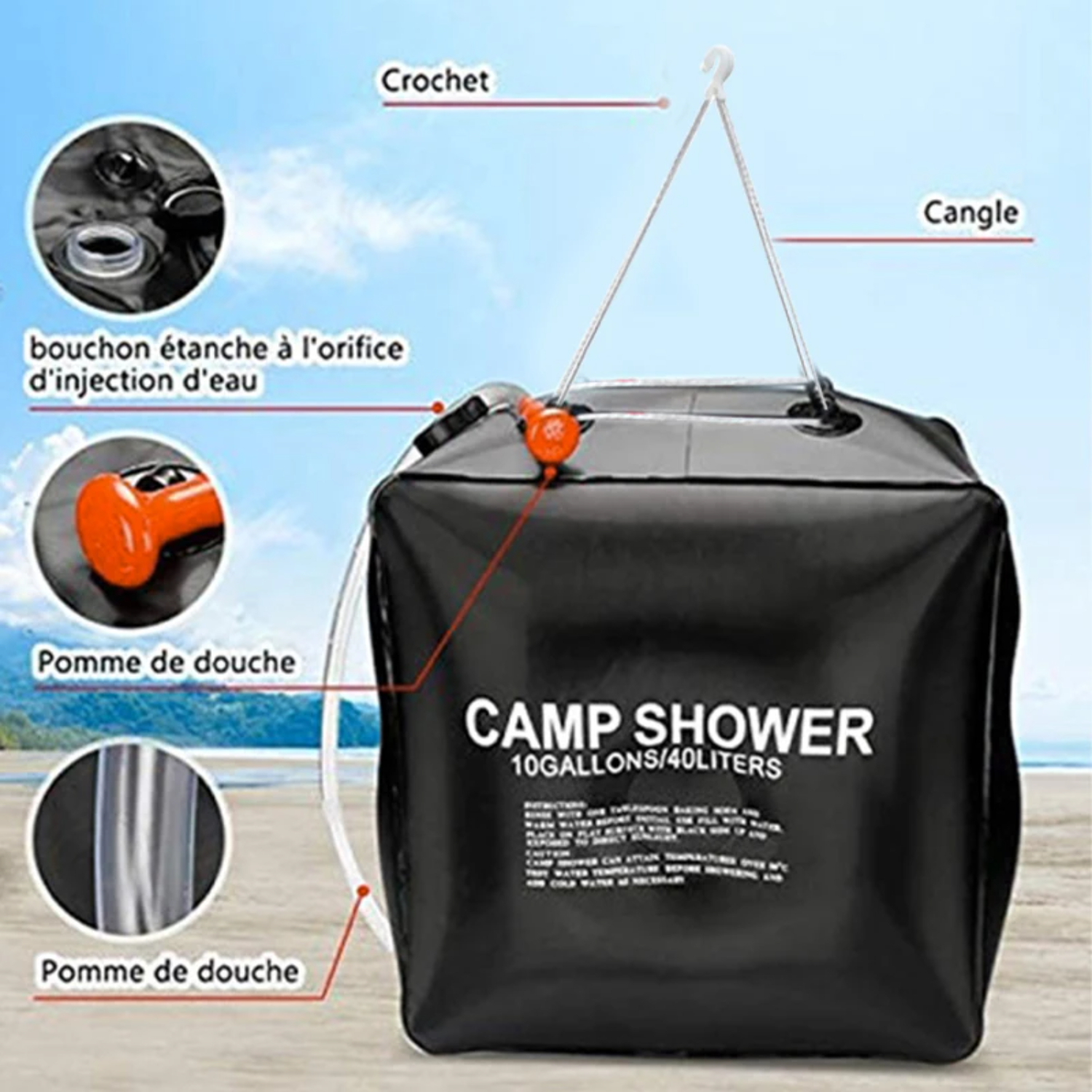 Waterzakken 40L Douche Zonne-energie Snelle verwarming Camping Douche Kamperen Vissen Wandelen Waterbaden Waterflessendrager