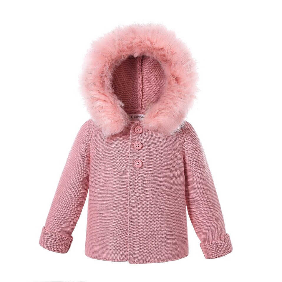 Pettigirl Autumn Winter Kids Sweaters And Coat Detachable Faux Fur Hoodied Cotton Yarn Baby Boys Girls Coat Children Outwear