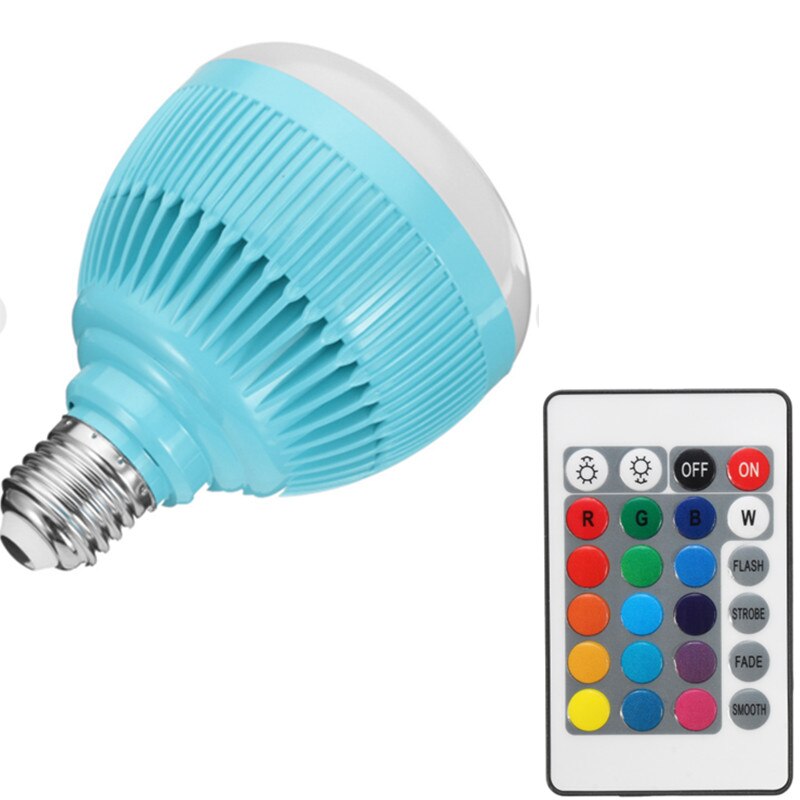 Smart E27 12W Ampul LED Lamp RGB Licht Draadloze Bluetooth Audio Speaker Muziek Dimbare Lamp met 24 Key afstandsbediening