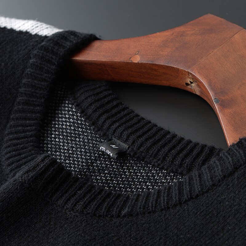 Heren slim truien 100%  katoenen lange mouwen herfst heren warme truien heren casual trui pasvorm gebreid ruitpatroon