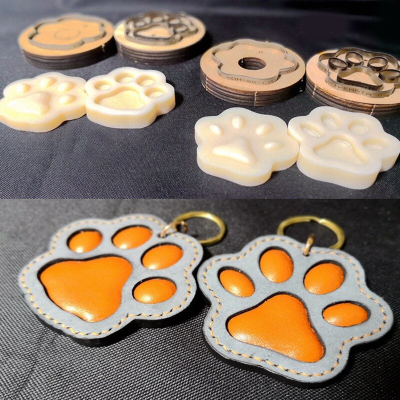LLavero de pezuña de gato y perro para manualidades, molde de plástico para modelado con forma de colgante artesanal, troquelado, juego de moldes de plástico de 75mm