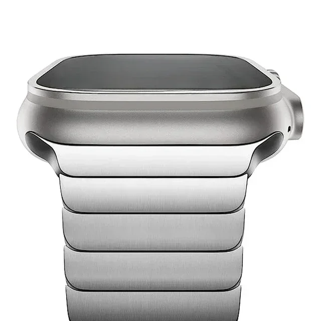 Bracelet couleur titane pour Apple Watch Ultra 2 49mm 10 46mm 9 8 7 5 4 se 6 boucle pour iwatch 45mm 41 42 44mm bracelet en acier inoxydable: Argent / 14mm