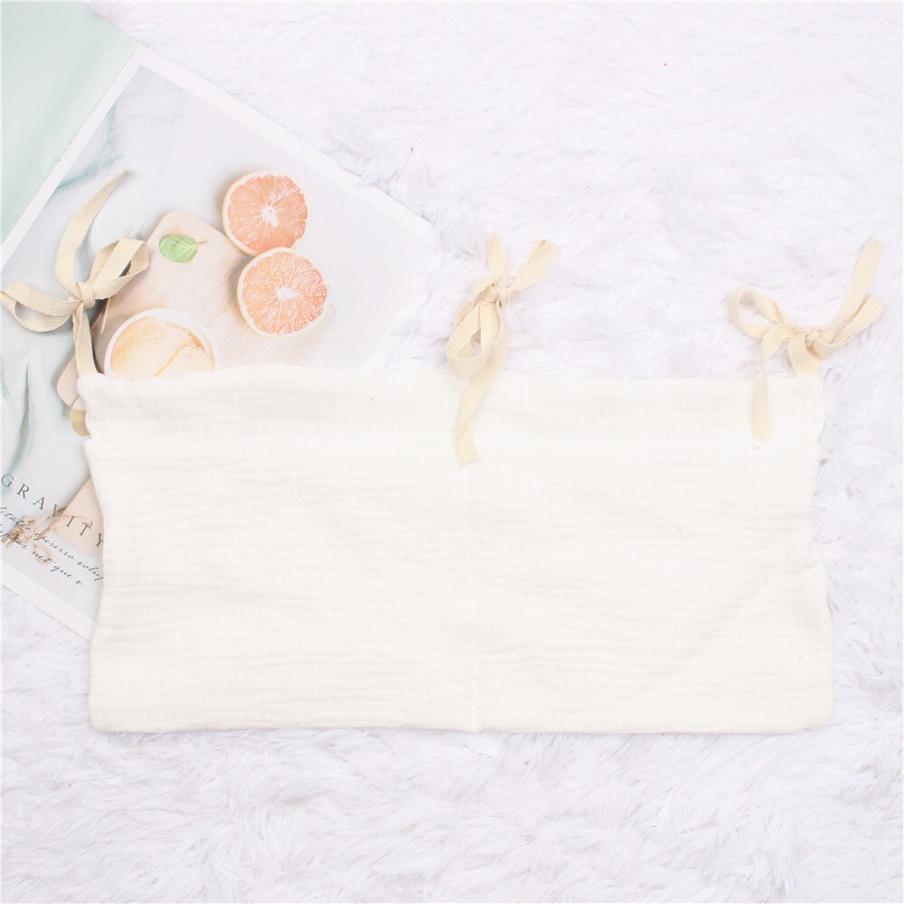 Sac de rangement multifonctionnel pour berceau, sac suspendu en tissu de gaze de coton, sac à roulettes en treillis, bouteille Moar, poche de rangement de jouets pour berceau: 7