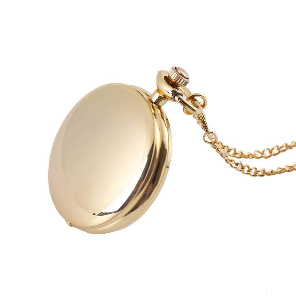 Luxe Smooth Gold Hanger Pocket Fob Horloge Moderne Arabische Quartz Klok Mannen En Vrouwen Mode Ketting Montre Homme