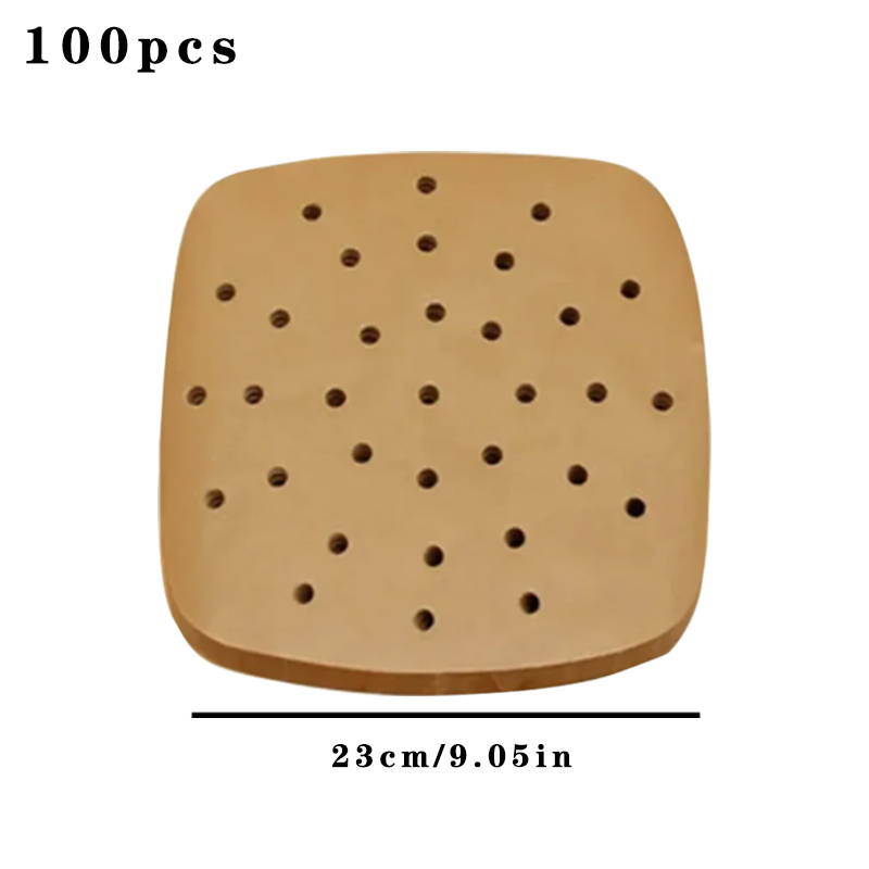 100PCS Air Fryer Paper Disposable Steamer Liners Kitchen Bakeware Papers Baking Non-Stick Steaming Mat Oil-absorbing Paper: black