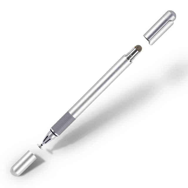 Precision Laptop Touch Screen Pen Stylus Pens For Universal High Ios Android Phone Drawing Tablet Capacitive Fiber Pencil 2 In 1: Silver stylus