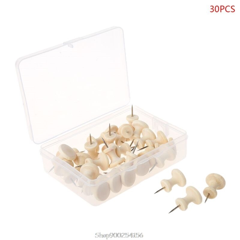 Wooden Thumbtack Board Pins Pushpins Drawing Photo Wall Studs Nail Office School Supplies O01 20: G