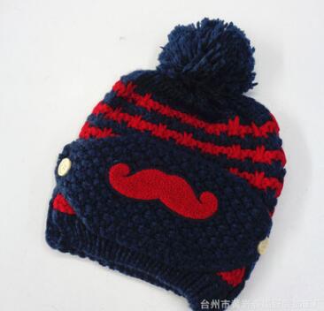 Snor dames winter warme muts met masker dames gebreide muts: Marineblauw