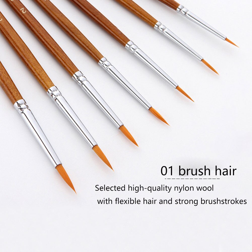 7 Stuks Extra Fijne Acryl Schilderij Tekening Paint Brush Set Nail Gouache Detail Liner Studenten Professionele Miniatuur Art Supplies