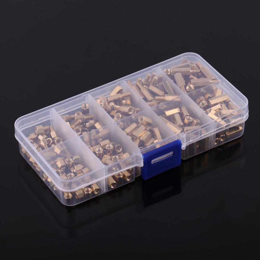 Juego de separadores M3 de latón, separador hexagonal macho y hembra, tablero espaciador, tornillos hexagonales, juego surtido de tuercas, herramientas de carpintería, 300 unids/set por juego