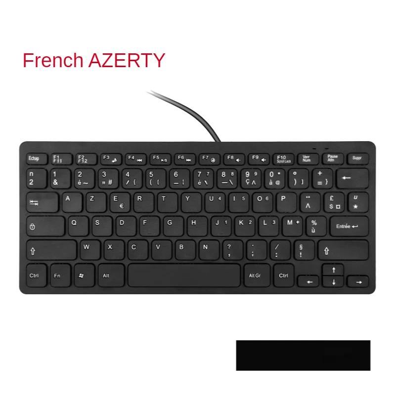 Mini teclado con cable USB inglés/ruso/francés/español/japonés/árabe/alemán idioma teclado con cable 78 teclas Kaypad para cuaderno: Fucsia