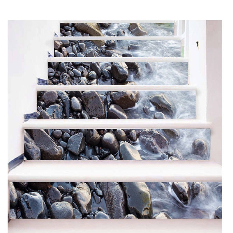 XIAOXIN 6 Stks/set Diy Trap Stickers Trap Stappen Vloer Muur Meubels Sticker Home Decor Zelfklevende Waterdichte Behang