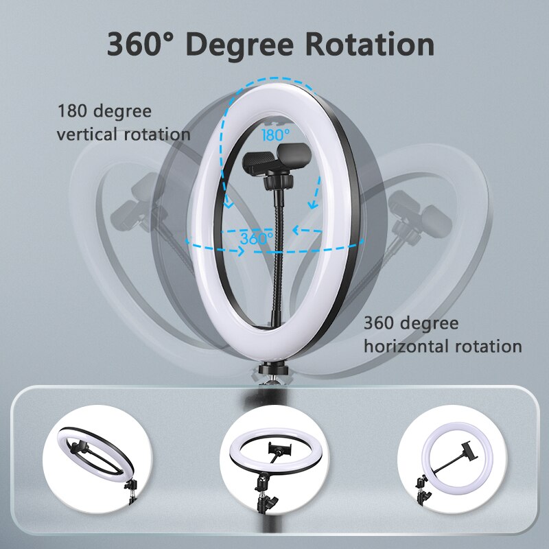Éclairage Ring Light à Led avec trépied et Support Mobile, éclairage annulaire pour photographie et diffusion vidéo en direct